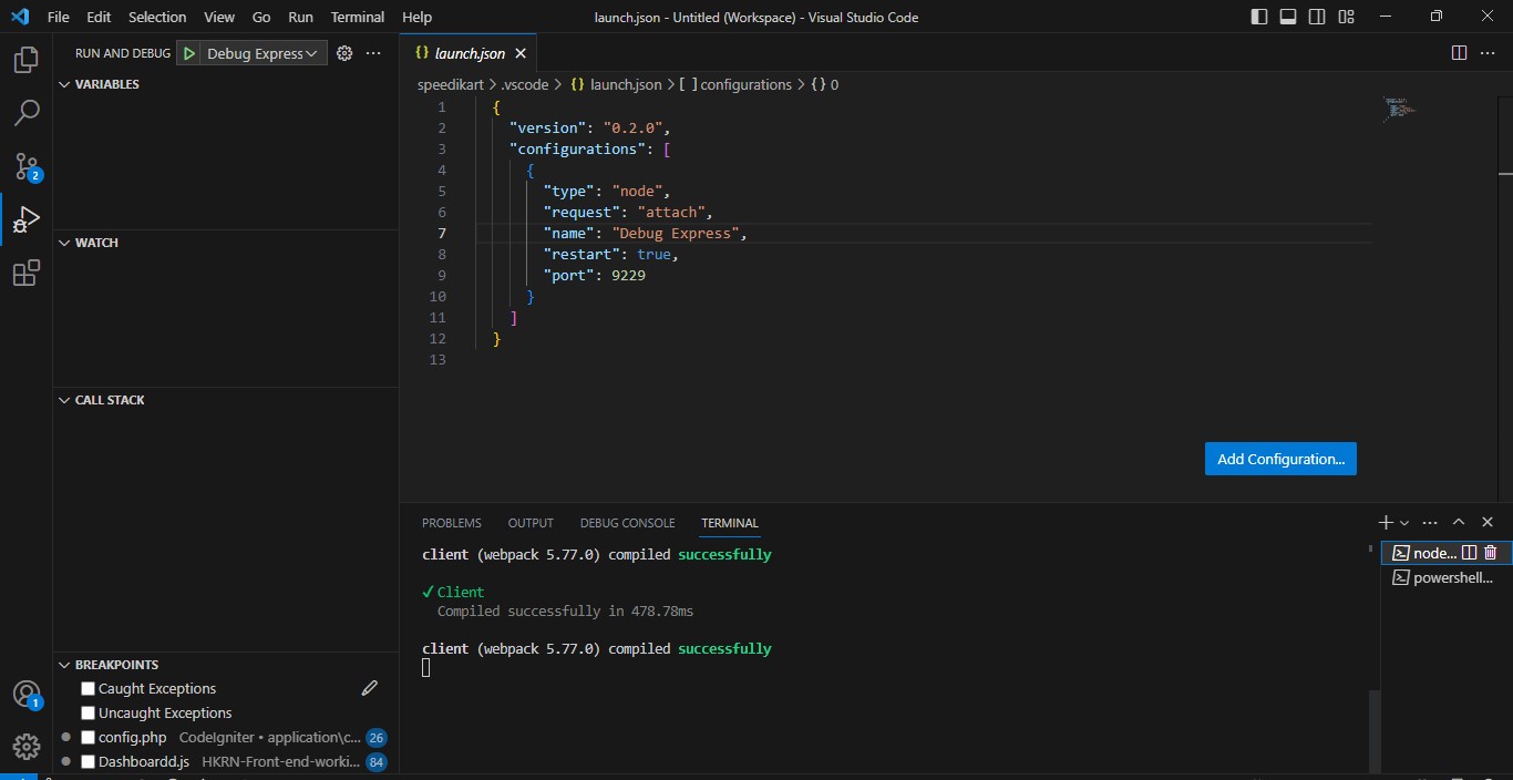 vscode/launch.json To show like this